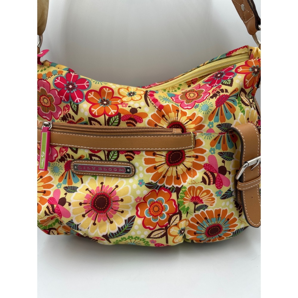 Lily Bloom Floral Honey Bee Crossbody Bag Karma Canvas Yellow Multi Hobo Purse - Picture 2 of 8